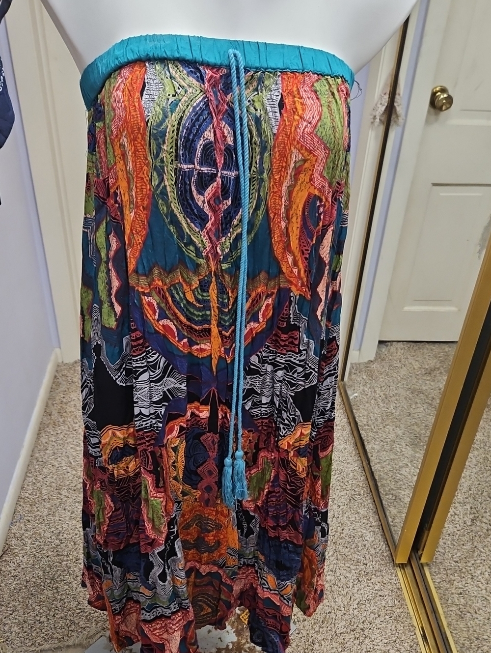 Angie Fall Autumn Bohemian Multi-Color Strapless Dress Or Skirt - Picture 3 of 8